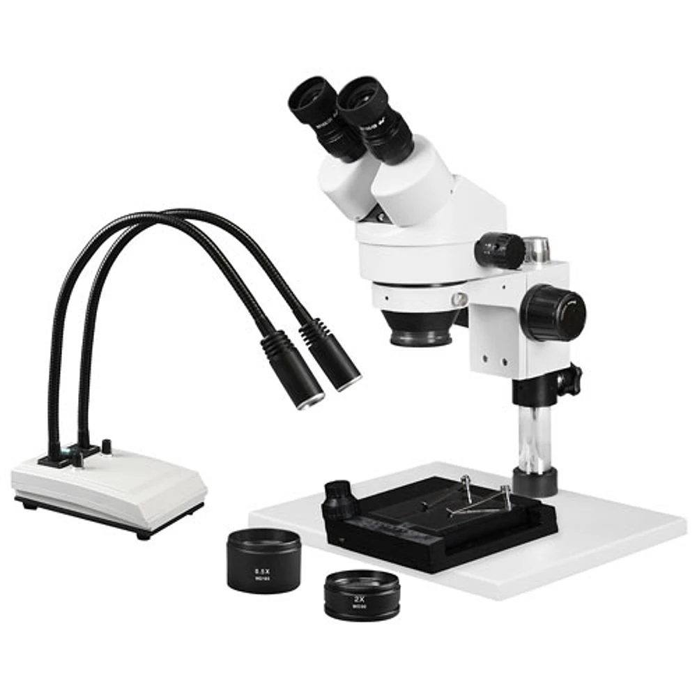 Walter Products 3.5 - 90x Binocular Stereo Microscope with LED Gooseneck Dual Light (WP-1AEZIHL20MS)