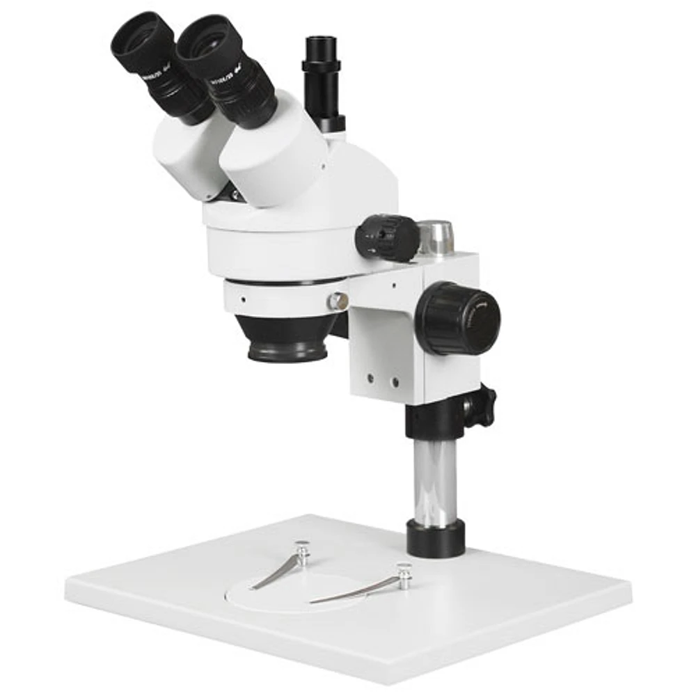 Microscope trinoculaire stéréo 7x à 45x avec éclairage ambiant de Walter Products (WP-1AF)