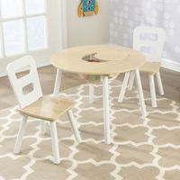 KidKraft Round Storage Table and Chair Set - Natural/White