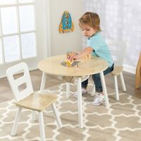 KidKraft Round Storage Table and Chair Set - Natural/White