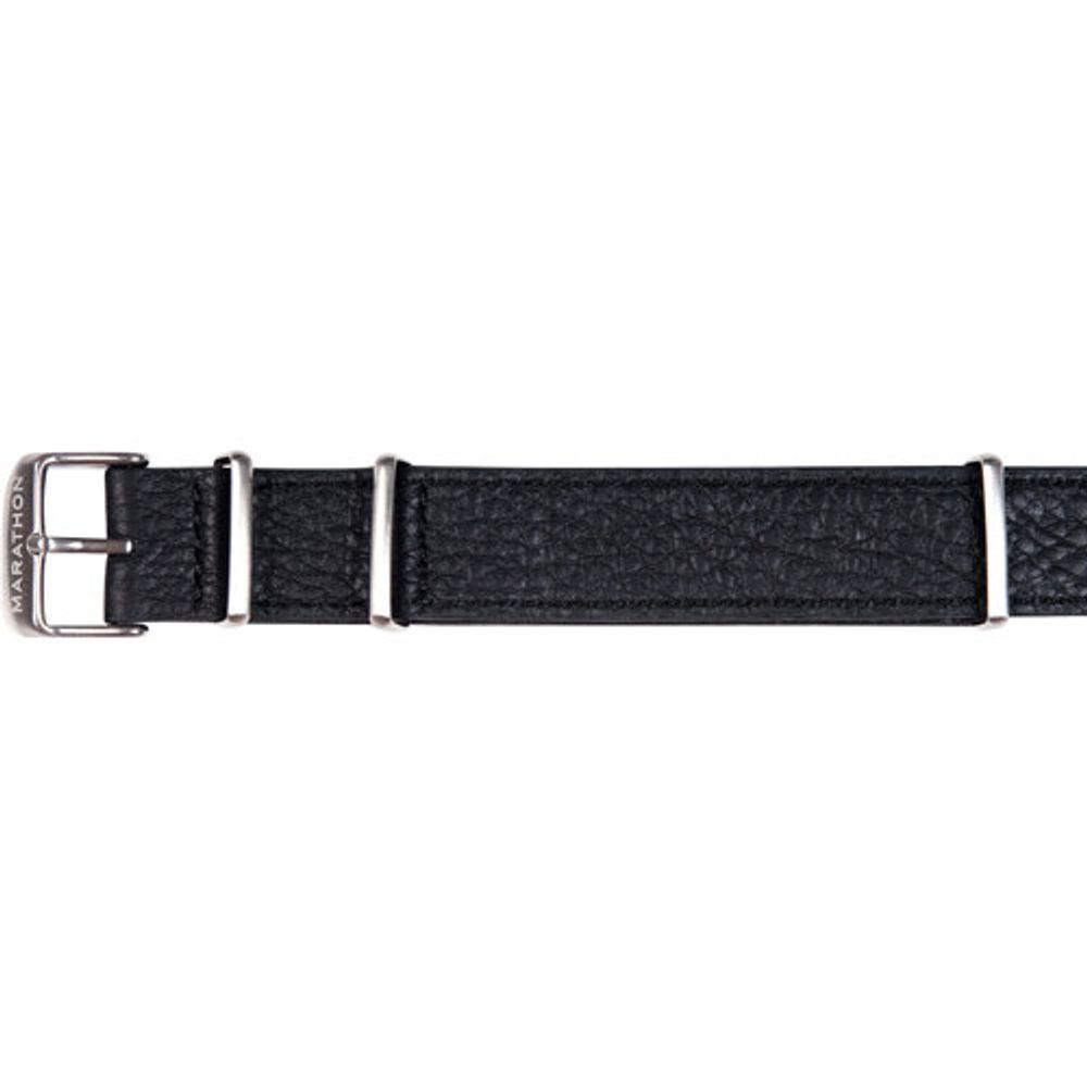 Marathon NATO 20mm Leather Watch Band - Black
