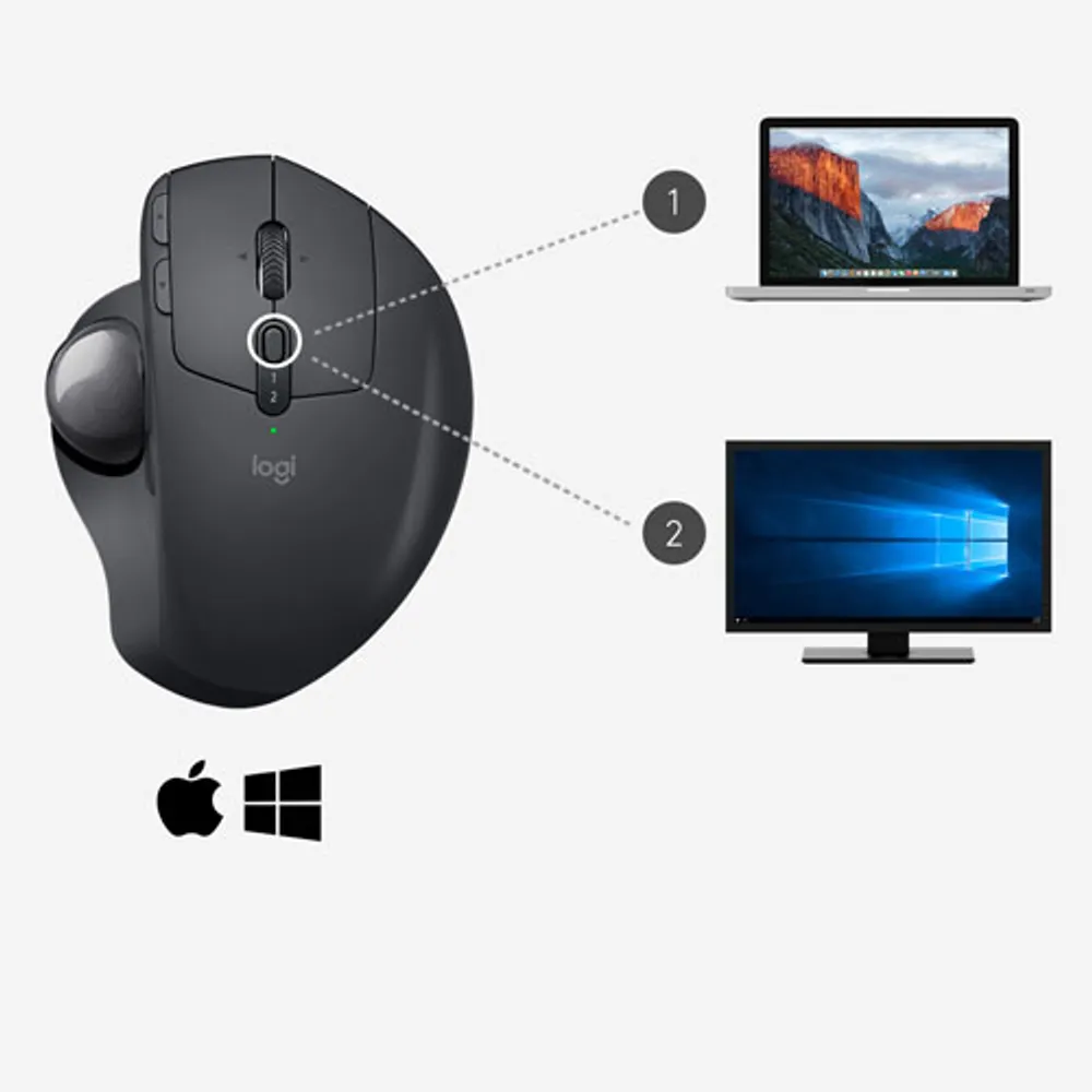 Souris à boule de commande laser sans fil MX ERGO Plus de Logitech - Noir