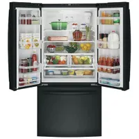 GE 33" 18.6 Cu. Ft. Counter-Depth French Door Refrigerator with LED Lighting (GWE19JGLBB) - Black