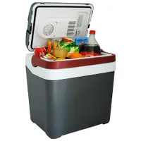 Koolatron 12V Electric Cooler 24L (26 Qt) Self-Locking Handle - Grey/Red