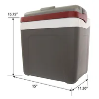 Koolatron 12V Electric Cooler 24L (26 Qt) Self-Locking Handle - Grey/Red