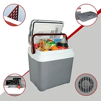 Koolatron 12V Electric Cooler 24L (26 Qt) Self-Locking Handle - Grey/Red