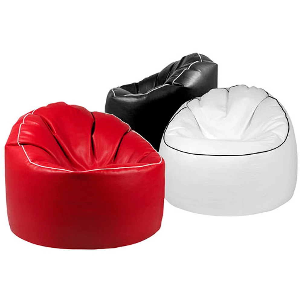 Tube Cosy Contemporary Faux Leather Bean Bag Chair - White