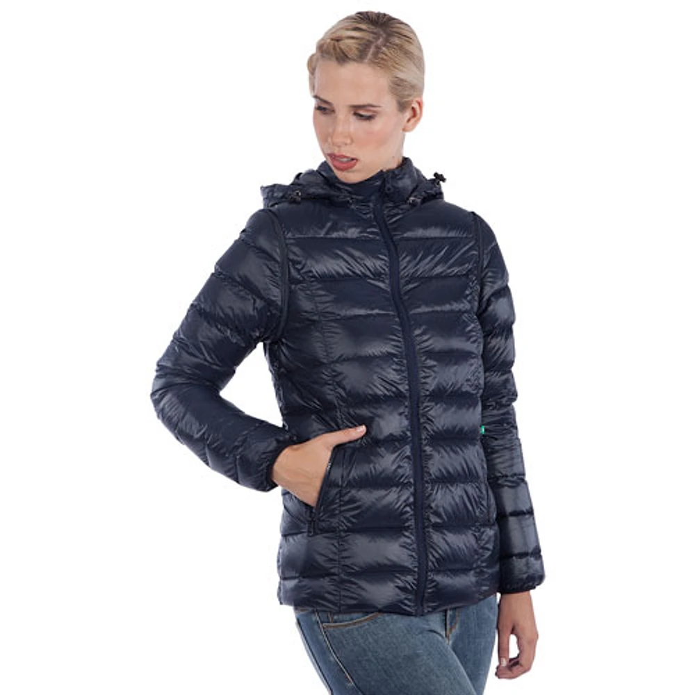 Modern Eternity Lola Lightweight Down Maternity Jacket - Large - Navy