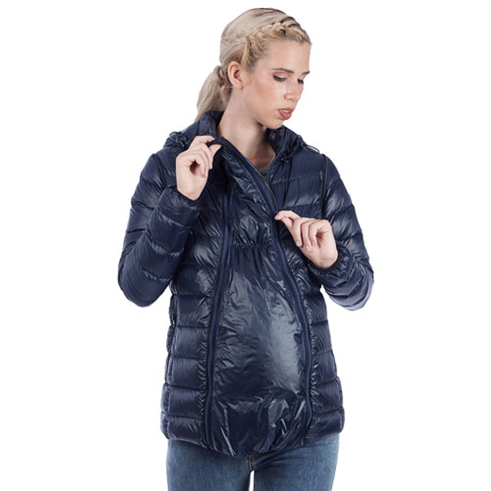 Modern Eternity Lola Lightweight Down Maternity Jacket - Large - Navy