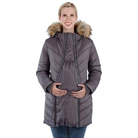 Modern Eternity Lexie Quilted Maternity Puffer Coat - X-Small - Grey