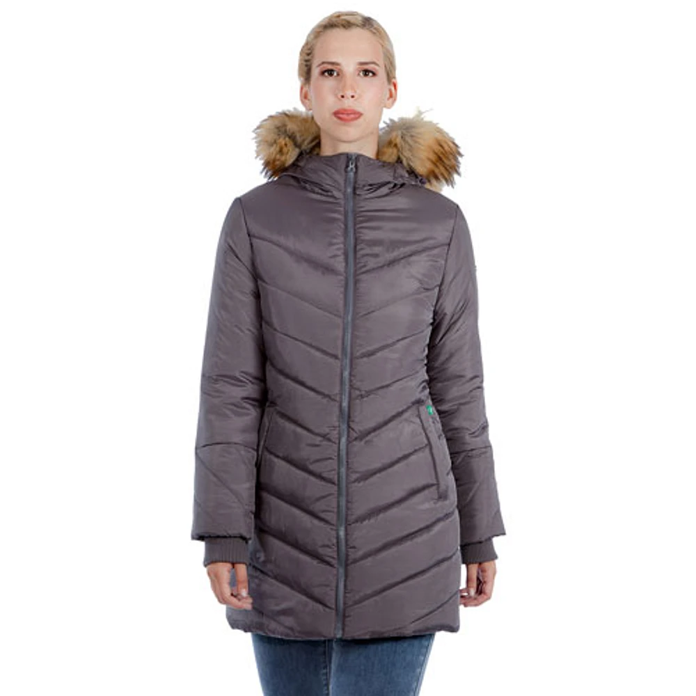 Modern Eternity Lexie Quilted Maternity Puffer Coat - X-Small - Grey