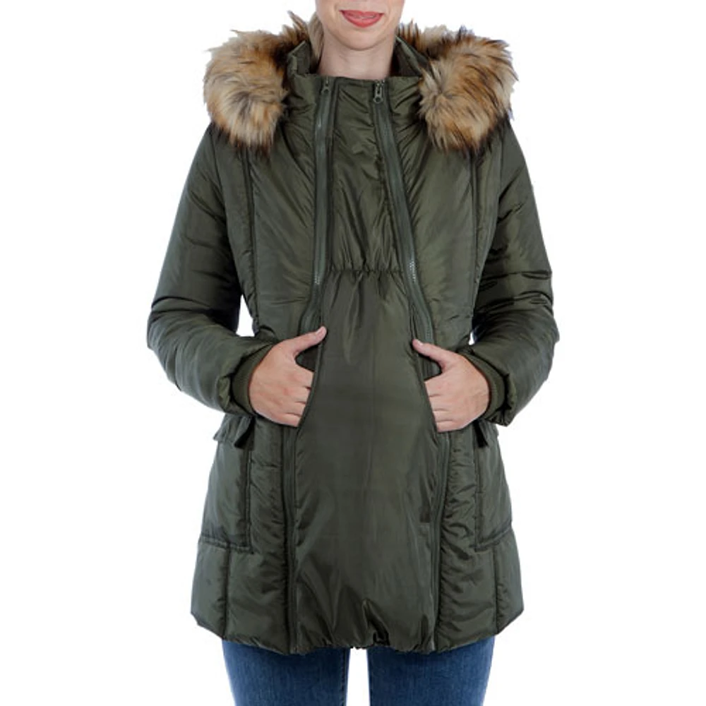 Modern Eternity Rachel 3-in-1 Maternity Puffer Coat - X Small - Khaki Green