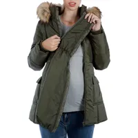 Modern Eternity Rachel 3-in-1 Maternity Puffer Coat - X Small - Khaki Green