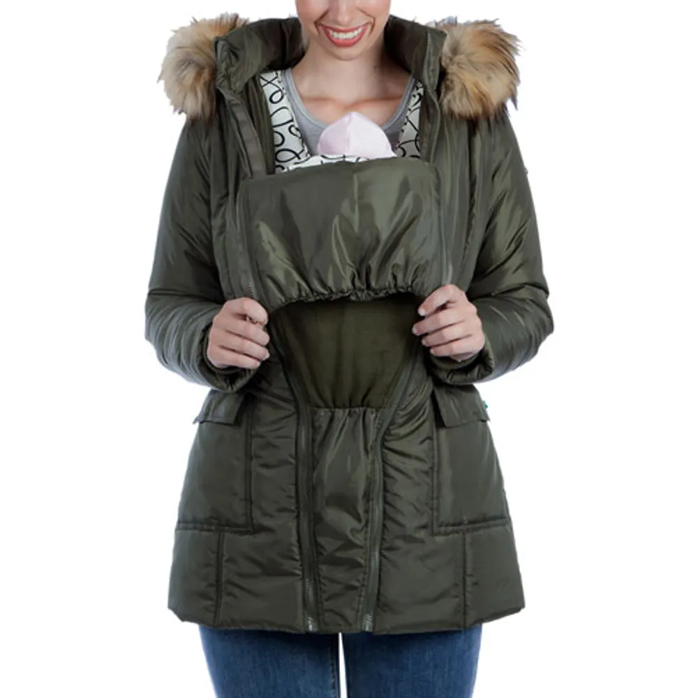 Modern Eternity Rachel 3-in-1 Maternity Puffer Coat - X Small - Khaki Green