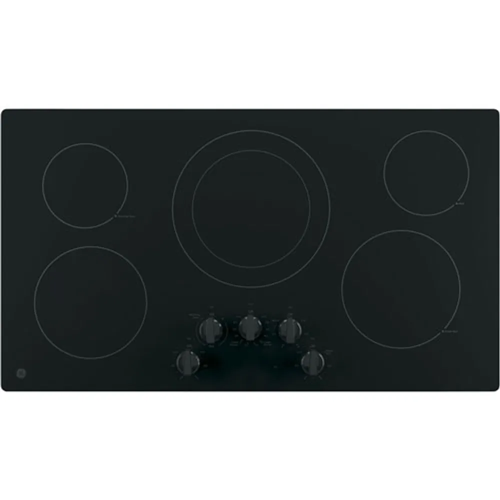 GE 36" 5-Element Electric Cooktop (JP3036DLBB) - Black on Black