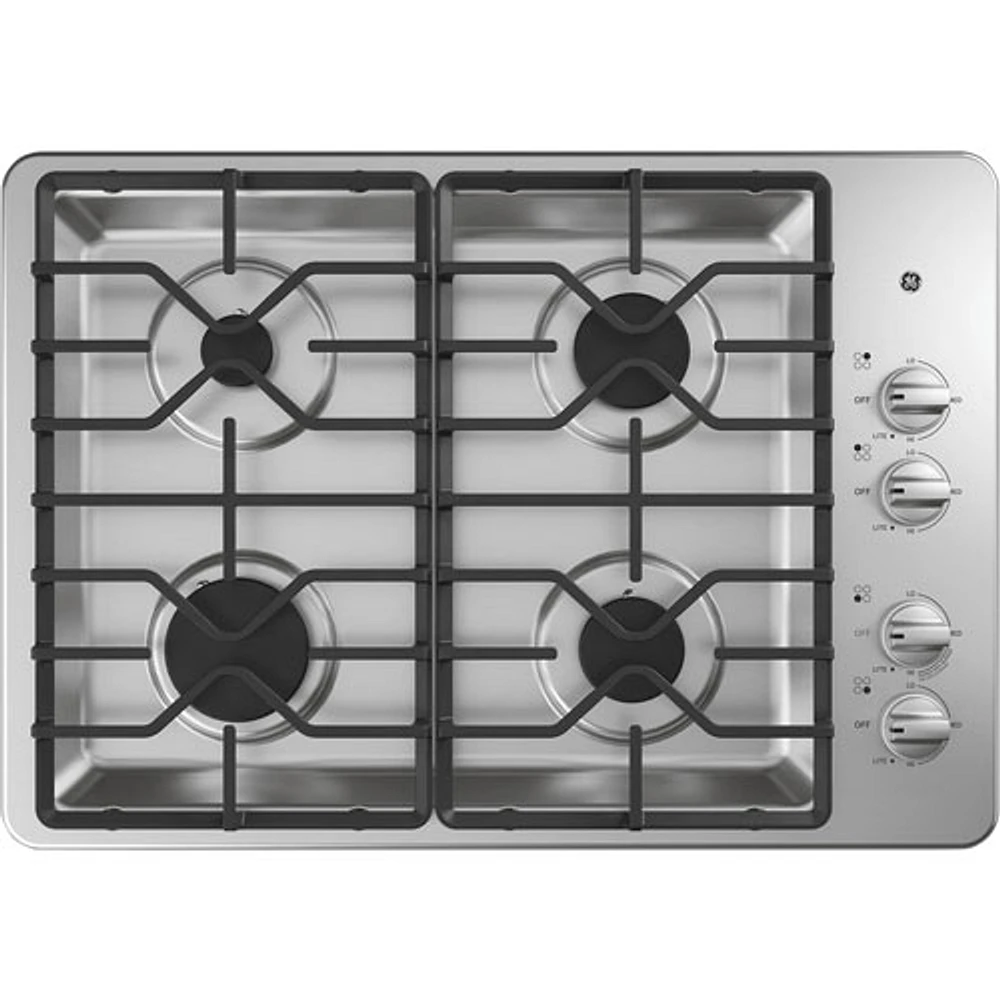 GE 30" 4-Burner Gas Cooktop (JGP3030SLSS) - Stainless Steel