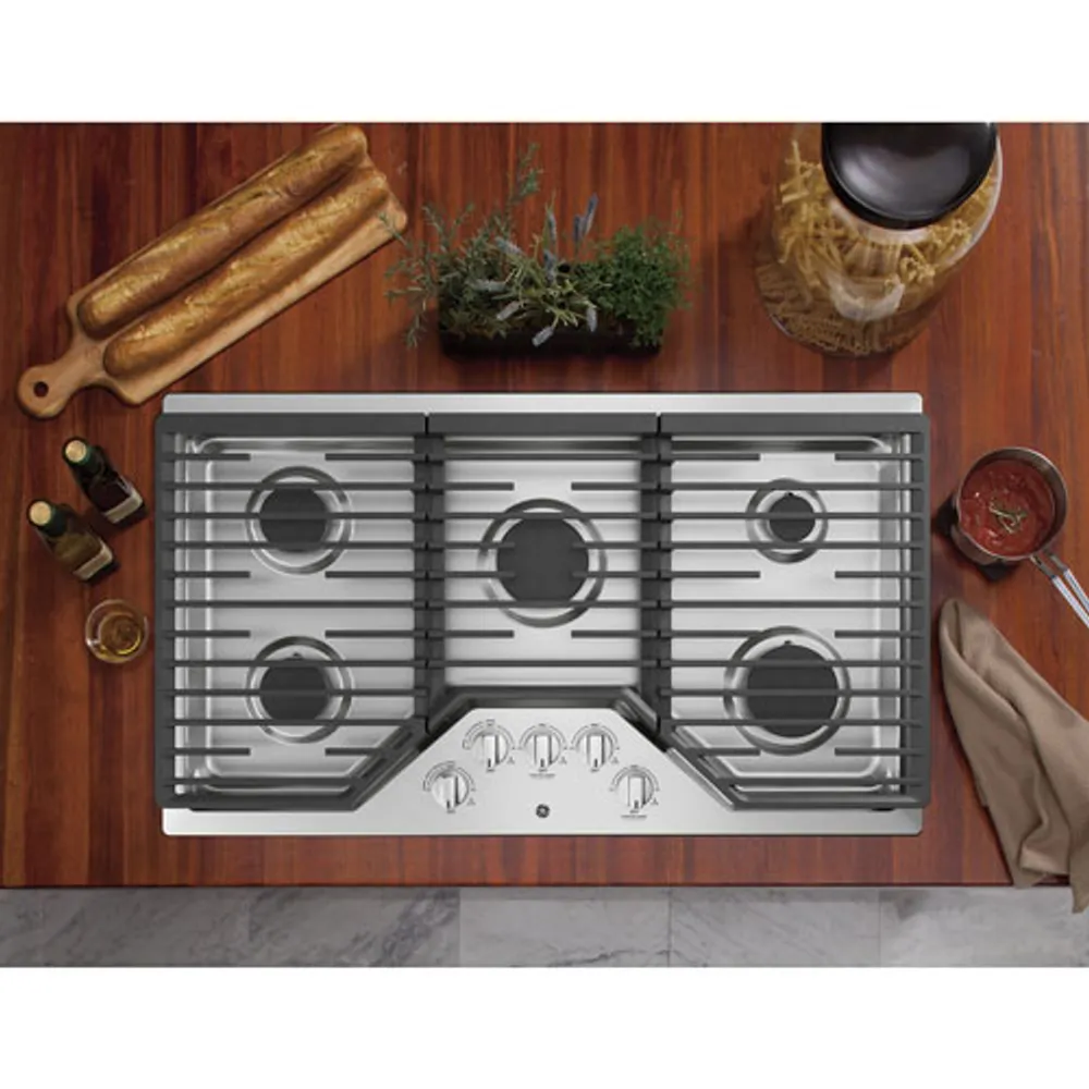 GE 36" 5-Burner Gas Cooktop (JGP5036SLSS) - Stainless Steel