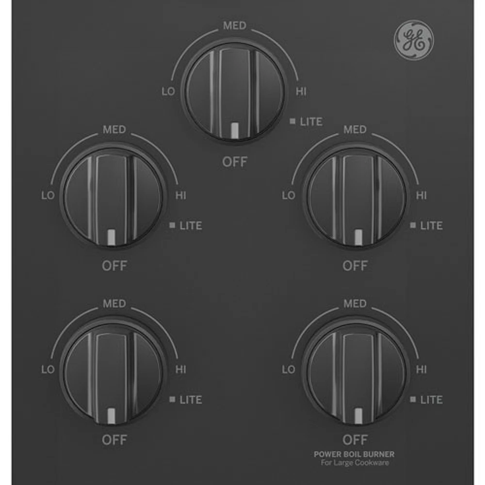 Surface de cuisson à gaz à 5 brûleurs de 36 po de GE (JGP3036DLBB) - Noir sur noir