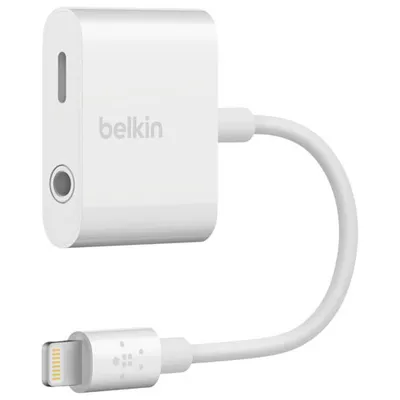 Belkin Audio + Charge RockStar Lightning to 3.5mm Headphone Jack/Lightning Adapter - White