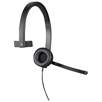 Logitech H570e Noise Cancelling On-Ear Monaural Headphones with Mic - Black