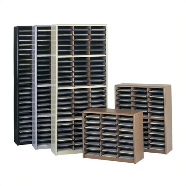 Wood/Corrugated 12-Compartment Literature Organizer - Medium Oak