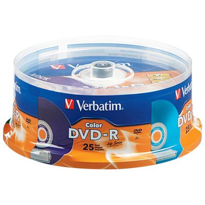 Verbatim 4.7GB 16X DVD-R Disc Spindle - 25-Pack