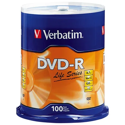 Verbatim 4.7GB 16X DVD-R Spindle (97177) - 100-Pack