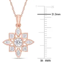 Floral Pendant in 10K Pink Gold with 0.33ctw Diamonds on a 17" Pink Gold Chain