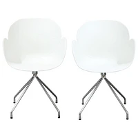 Fauteuil contemporain de salle à dîner de My Home My Living - Ensemble de 2 - Blanc - Chromé