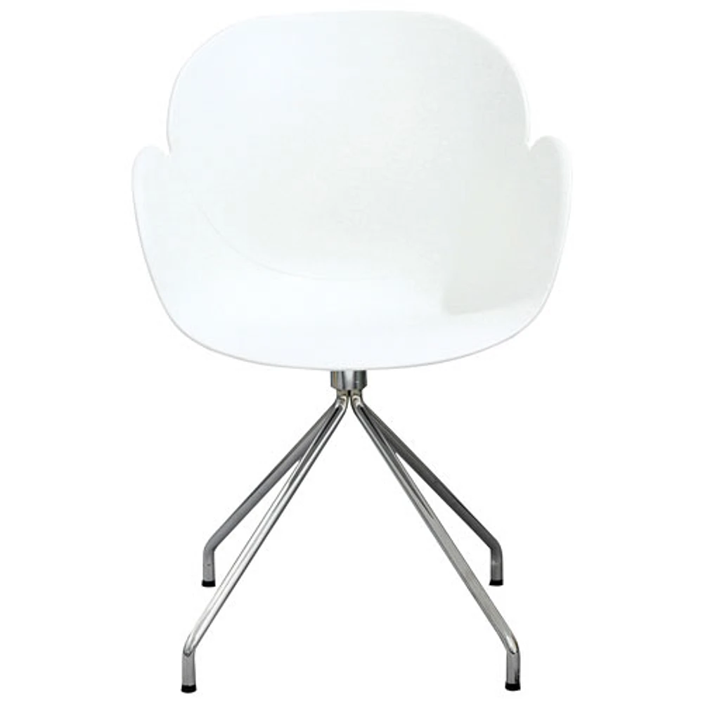 Fauteuil contemporain de salle à dîner de My Home My Living - Ensemble de 2 - Blanc - Chromé