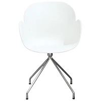 Fauteuil contemporain de salle à dîner de My Home My Living - Ensemble de 2 - Blanc - Chromé