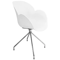 Fauteuil contemporain de salle à dîner de My Home My Living - Ensemble de 2 - Blanc - Chromé
