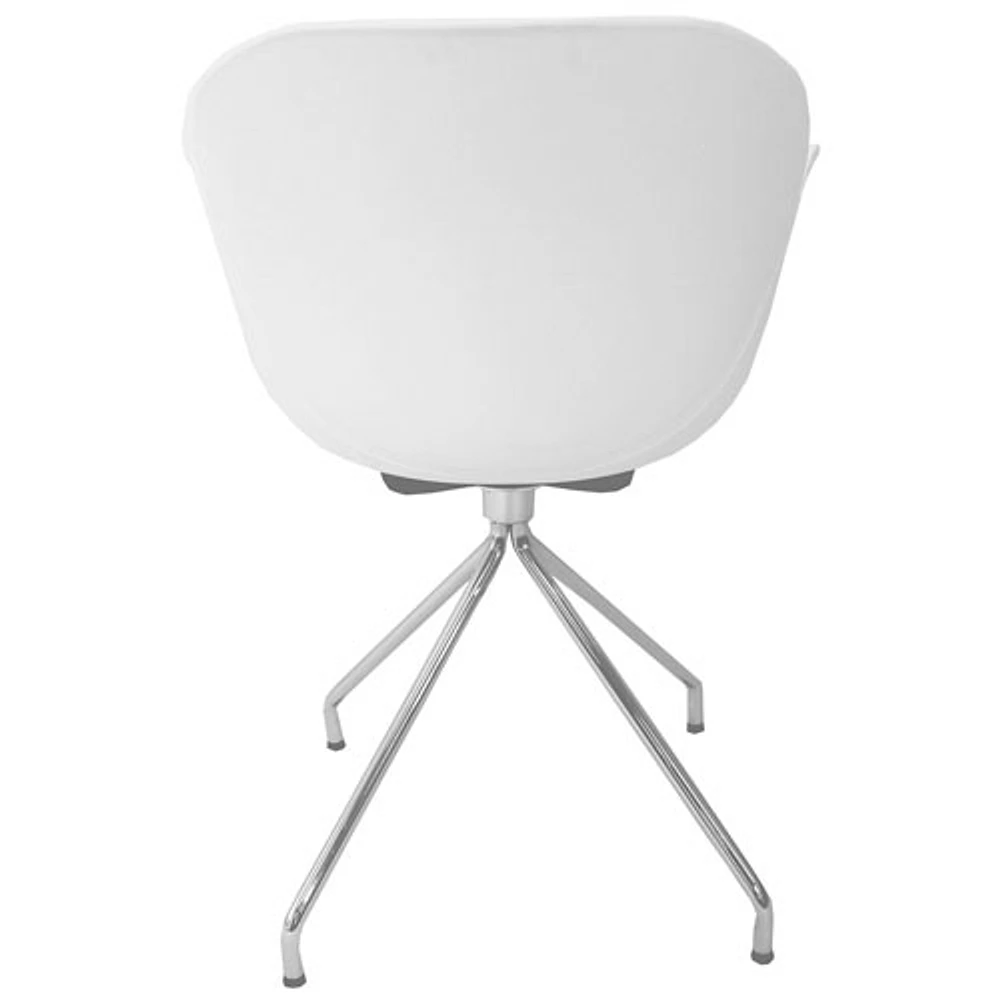 Fauteuil contemporain de salle à dîner de My Home My Living - Ensemble de 2 - Blanc - Chromé