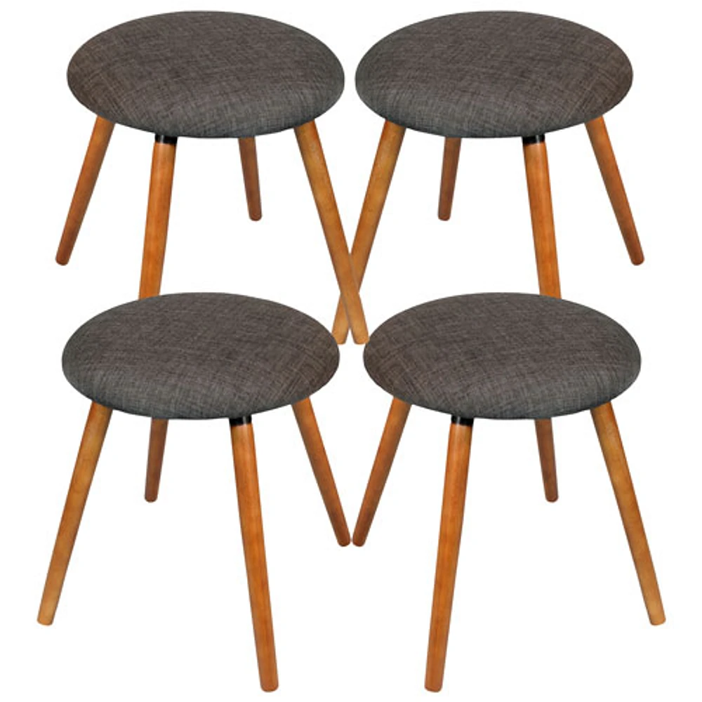 My Home My Living Contemporary Short Height Barstool - Set of 4 - Charcoal Grey/Walnut