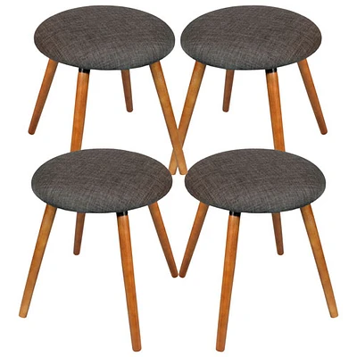 My Home My Living Contemporary Short Height Barstool - Set of 4 - Charcoal Grey/Walnut