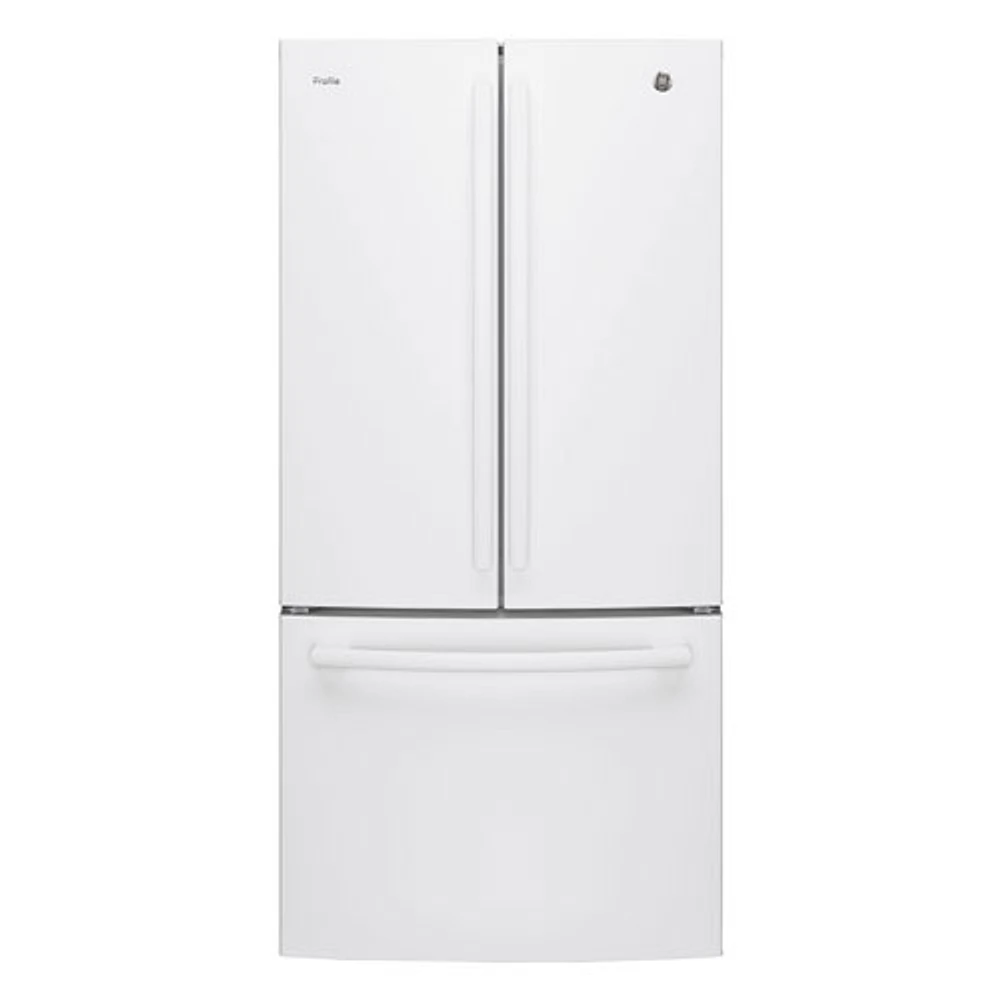 GE Profile 33" 24.8 Cu. Ft. French Door Refrigerator with Water & Ice Dispenser (PNE25NGLKWW)-White