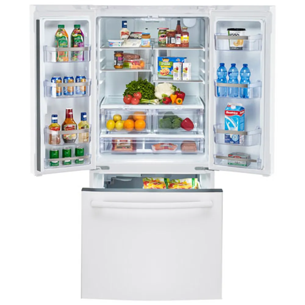 GE Profile 33" 24.8 Cu. Ft. French Door Refrigerator with Water & Ice Dispenser (PNE25NGLKWW)-White