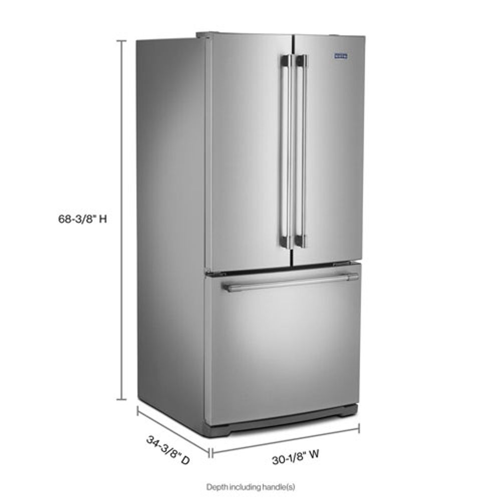 Maytag 30" 20 Cu. Ft. French Door Refrigerator with LED Lighting (MFB2055FRZ) - Stainless Steel