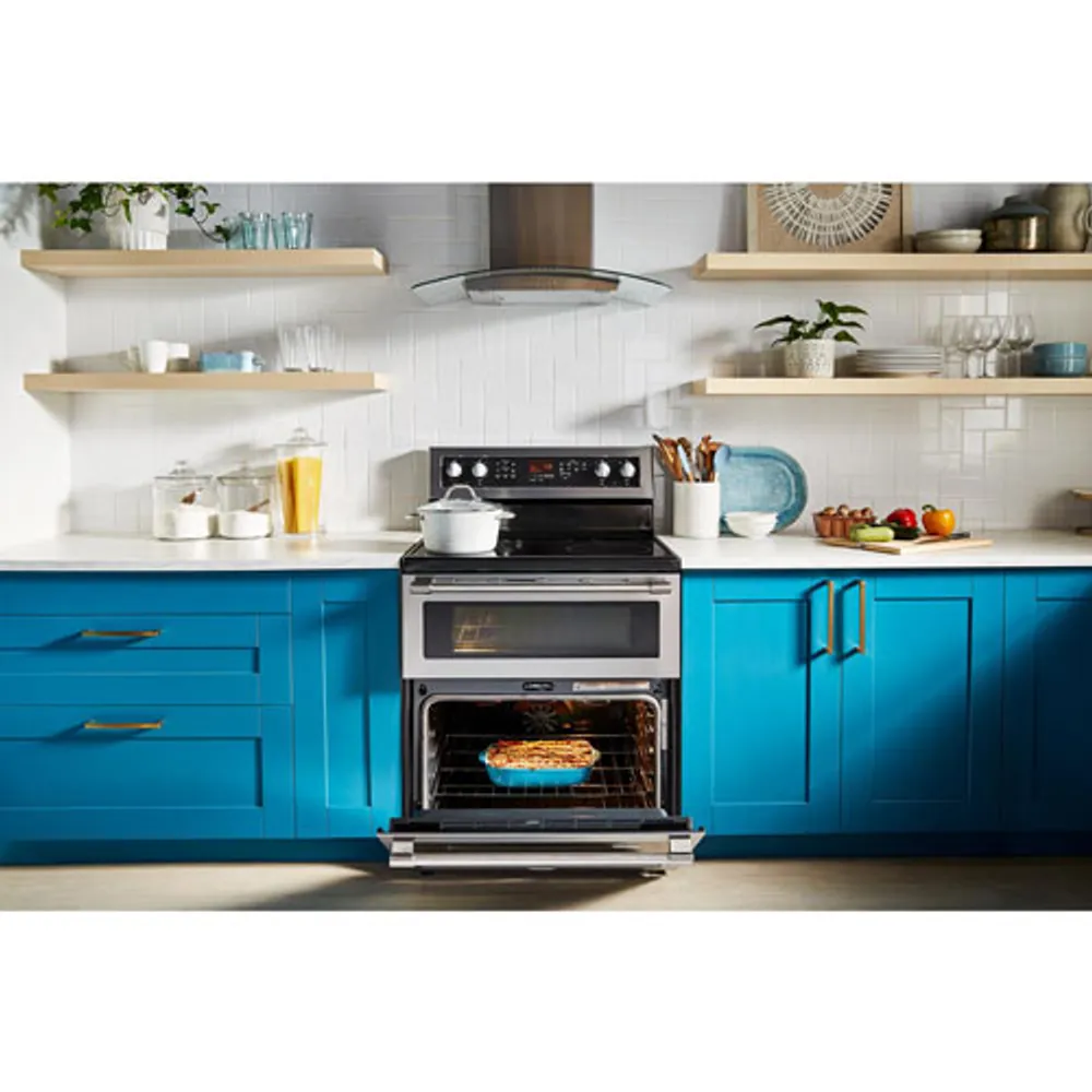 Maytag 30" 6.7 Cu. Ft. Double Oven 5-Element Freestanding Electric Range (YMET8800FZ) - Stainless