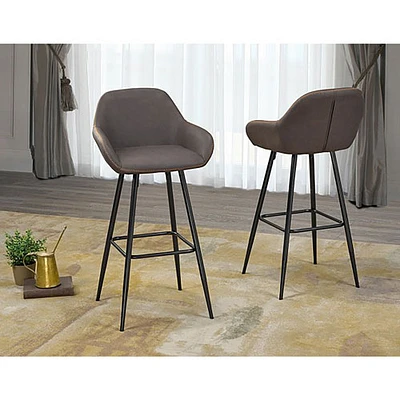 Alexis Contemporary Bar Height Barstool - Set of 2 - Brown