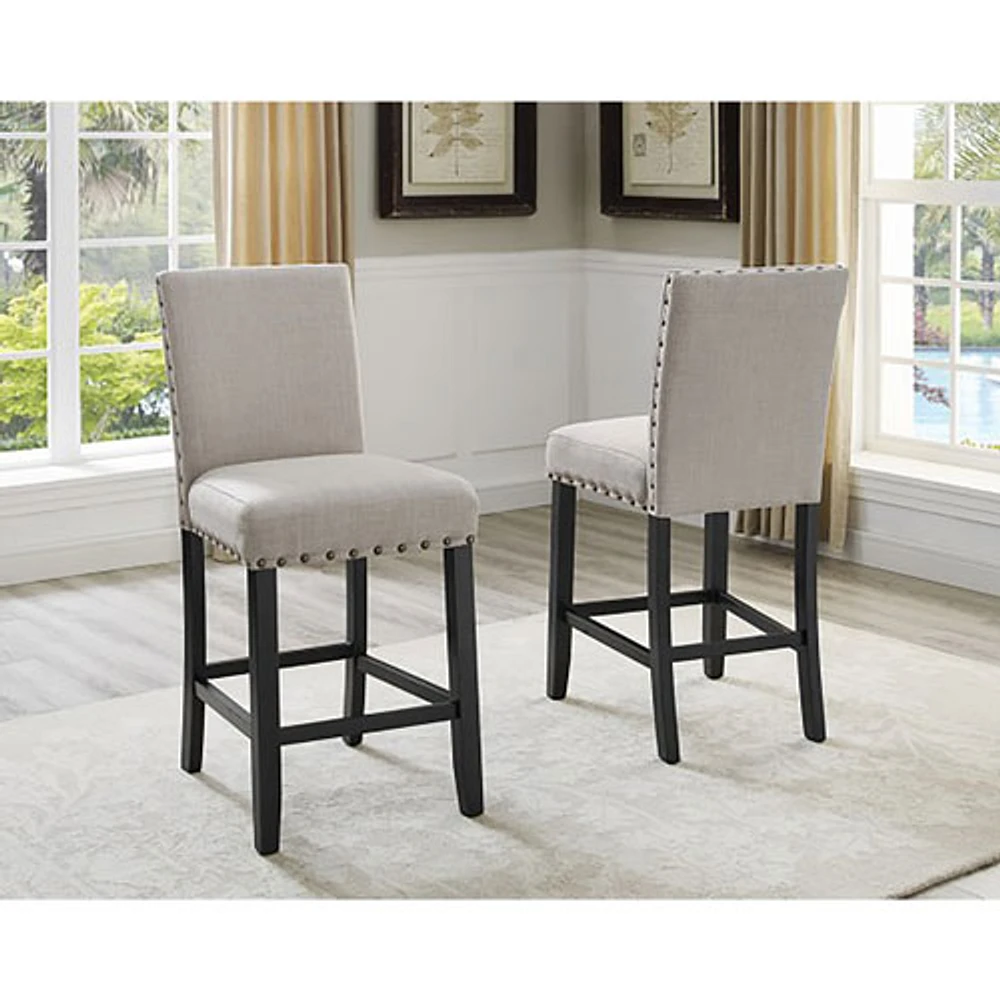 Indira Contemporary Counter Height Barstool - Set of 2 - Beige