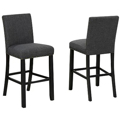 Indira Contemporary Bar Height Barstool - Set of 2 - Grey