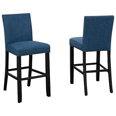 Indira Contemporary Bar Height Barstool - Set of 2 - Blue