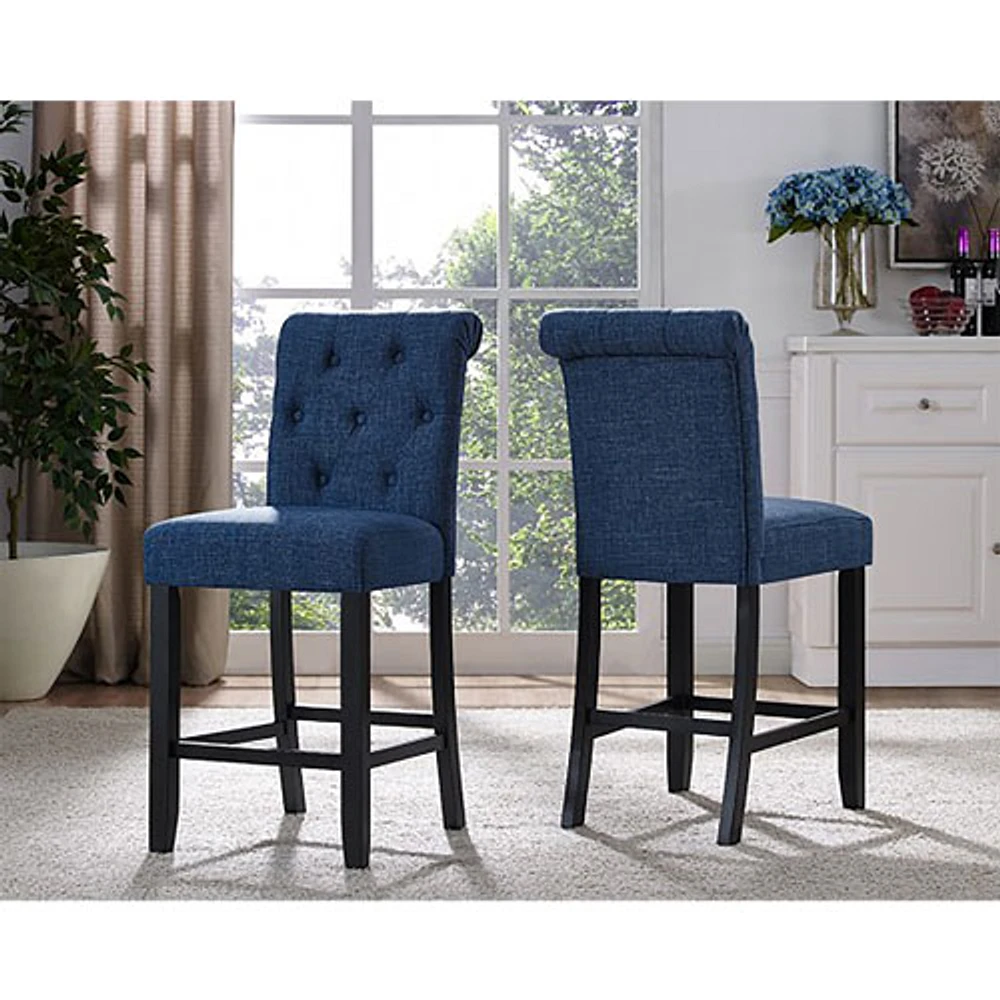 Soho Contemporary Counter Height Barstool - Set of 2 - Blue