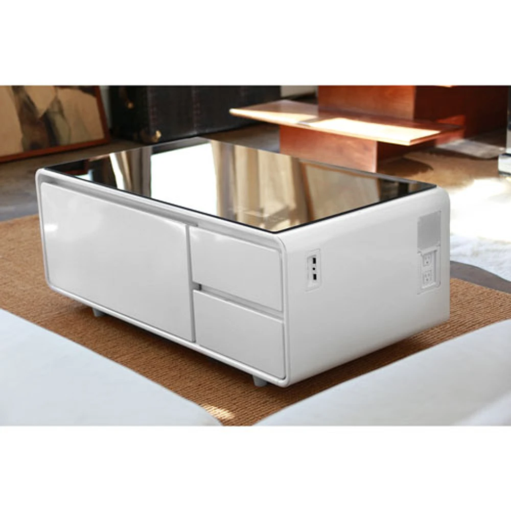 Sobro Smart Coffee Table with Refrigerated Drawer - White