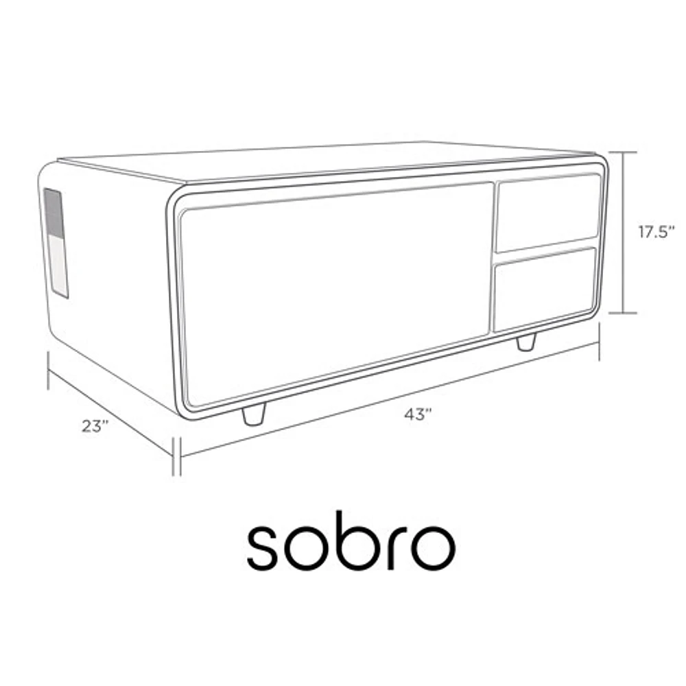Sobro Smart Coffee Table with Refrigerated Drawer - White