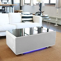 Sobro Smart Coffee Table with Refrigerated Drawer - White