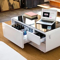 Sobro Smart Coffee Table with Refrigerated Drawer - White