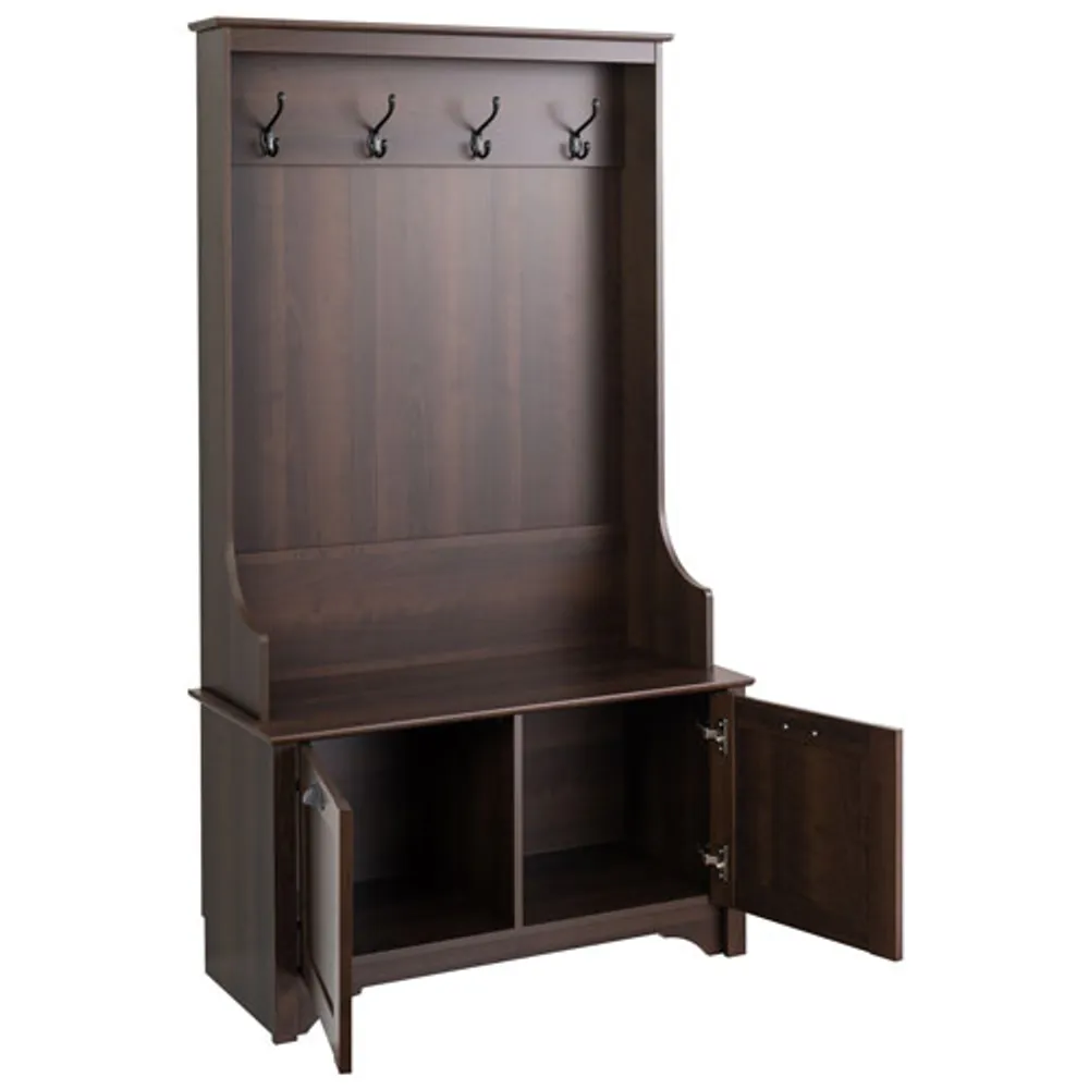 Prepac Transitional Wide 2-Cabinet Hall Tree Organizer - Espresso