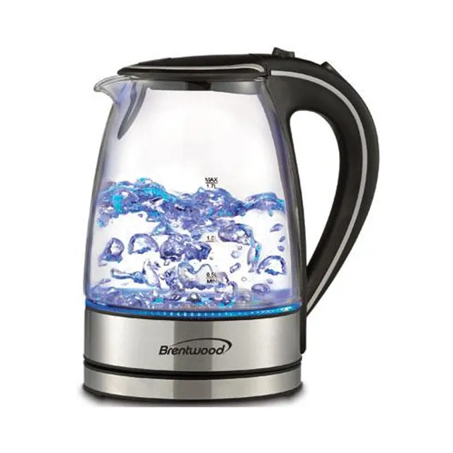 Insignia™ 1.7 L Electric Glass Kettle with Tea Infuser Clear/Stainless